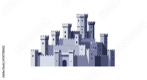 A majestic medieval castle with multiple towers and battlements.