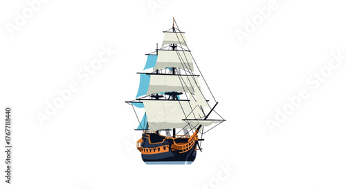 A majestic tall ship with full sails billowing in the wind.