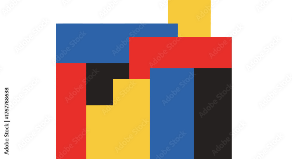 Naklejka premium Abstract geometric composition with overlapping colorful rectangles.
