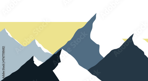 Abstract Mountain Peaks Landscape Art.