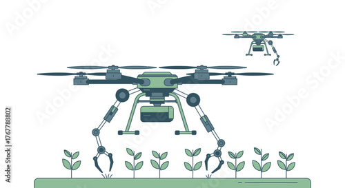 Agricultural drone technology for crop monitoring and harvesting.