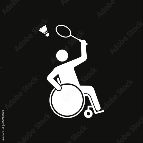 Para sports badminton, Racket icon logo flat vector design