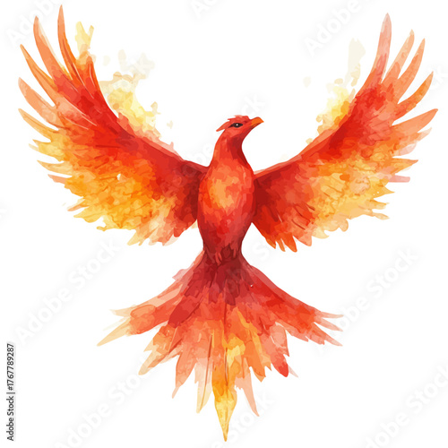 watercolor vector of Phoenix Brooch, isolated on a white background.