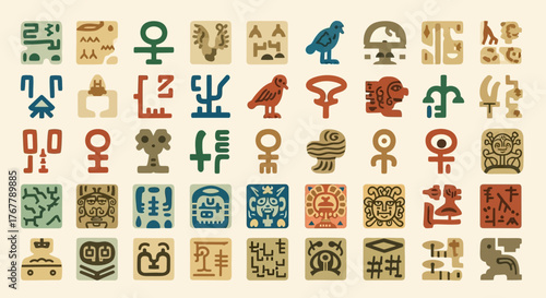 Collection of ancient Egyptian hieroglyphs and symbols.