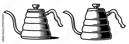 Two gooseneck kettles, perfect for pourover coffee brewing at home