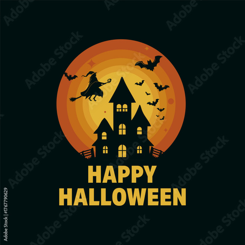 Happy Halloween silhouette vector logo illustration