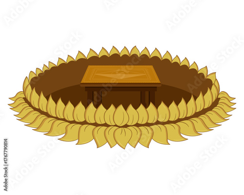 haldi ceremony decoration sitting bowl backdrop for Indian wedding