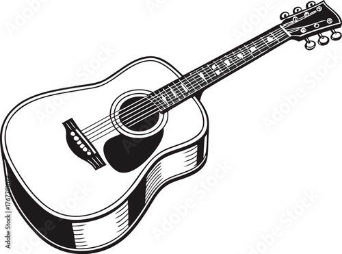 Acoustic guitar graphic design | Isolated string instrument element