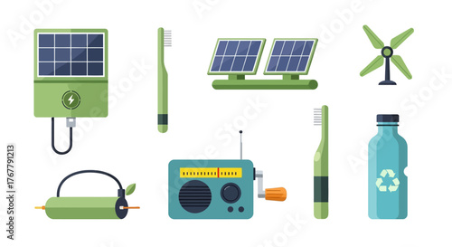 Collection of eco-friendly and sustainable energy devices and products.