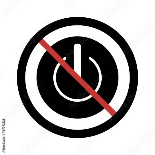 No power off sign vector illustration symbol design for shutdown forbidden and restriction concept