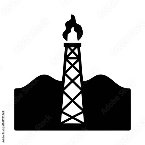 Oil and gas industry flare stack vector illustration for energy and environment concepts design