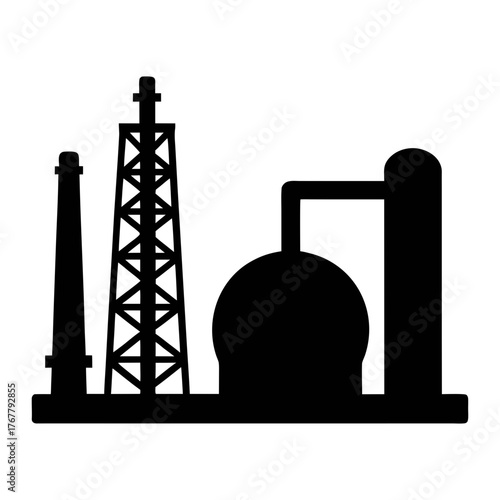 Industrial plant silhouette vector graphic design for manufacturing and chemical industry use cases