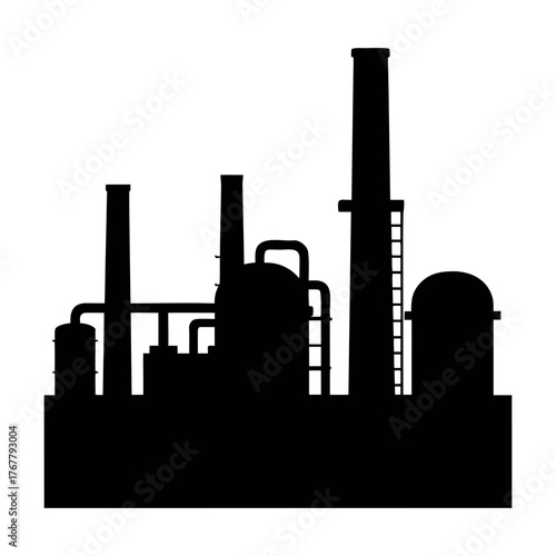 Industrial factory silhouette vector design for manufacturing plant and oil refinery complex industry landscape