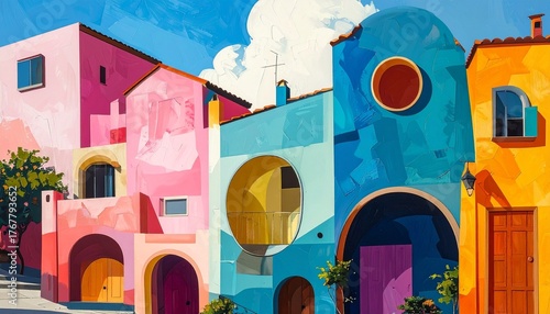 Painted Facades Under Azure Skies