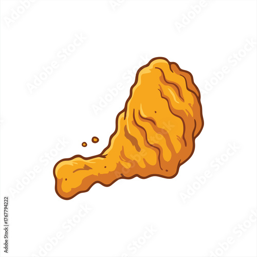 Crispy Fried Chicken Drumstick Cartoon Illustration