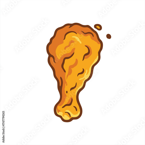 Crispy Fried Chicken Drumstick Cartoon Illustration