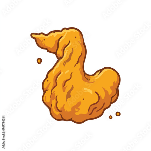 Crispy Fried Chicken Wing Nugget Cartoon Isolated Illustration