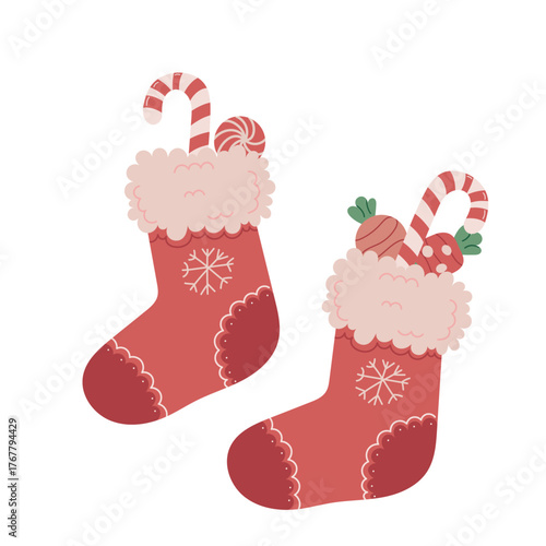 christmas sock isolated on white background. vector isolate