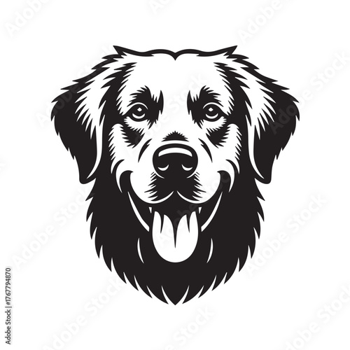 Labrador Dog Peeking Over Sign Silhouette Vector