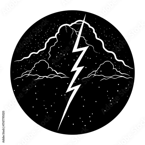 lightning in dark sky simple and clean