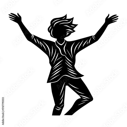 silhouette dancing with hands up