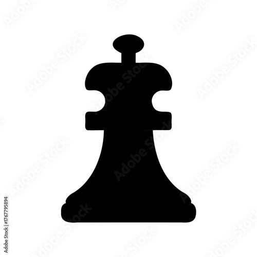 Black and white silhouette of a chess bishop piece on a white background