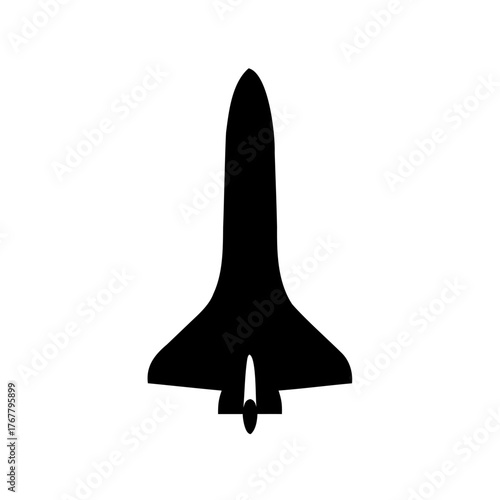 Silhouette of a space shuttle isolated on a white background