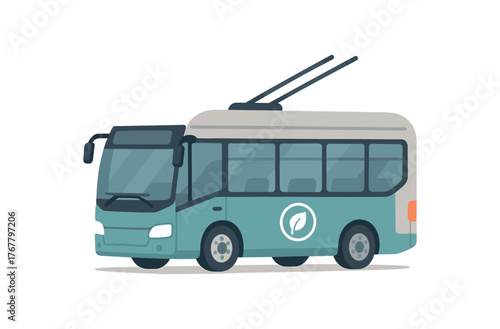electric bus modern public transportation and eco travel flat vector illustration style isolated on white background