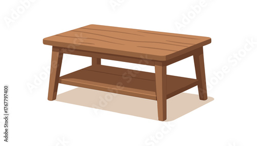 wooden coffee table minimalist furniture and cozy home flat vector illustration style isolated on white background