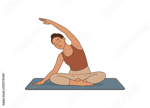 yoga mat daily exercise and mindful movement flat vector illustration style isolated on white background