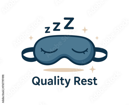 sleep mask quality rest and healthy sleep routine flat vector illustration style isolated on white background