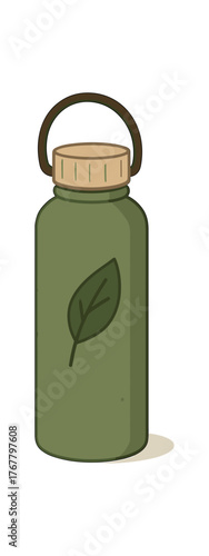 reusable water bottle eco lifestyle and sustainability flat vector illustration style isolated on white background