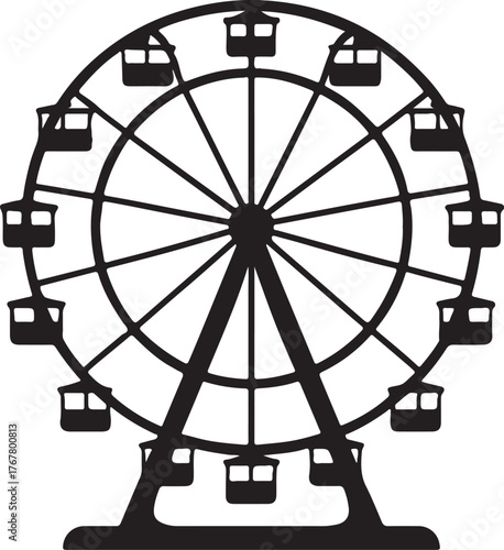 Beautiful black Ferris wheel silhouette vector