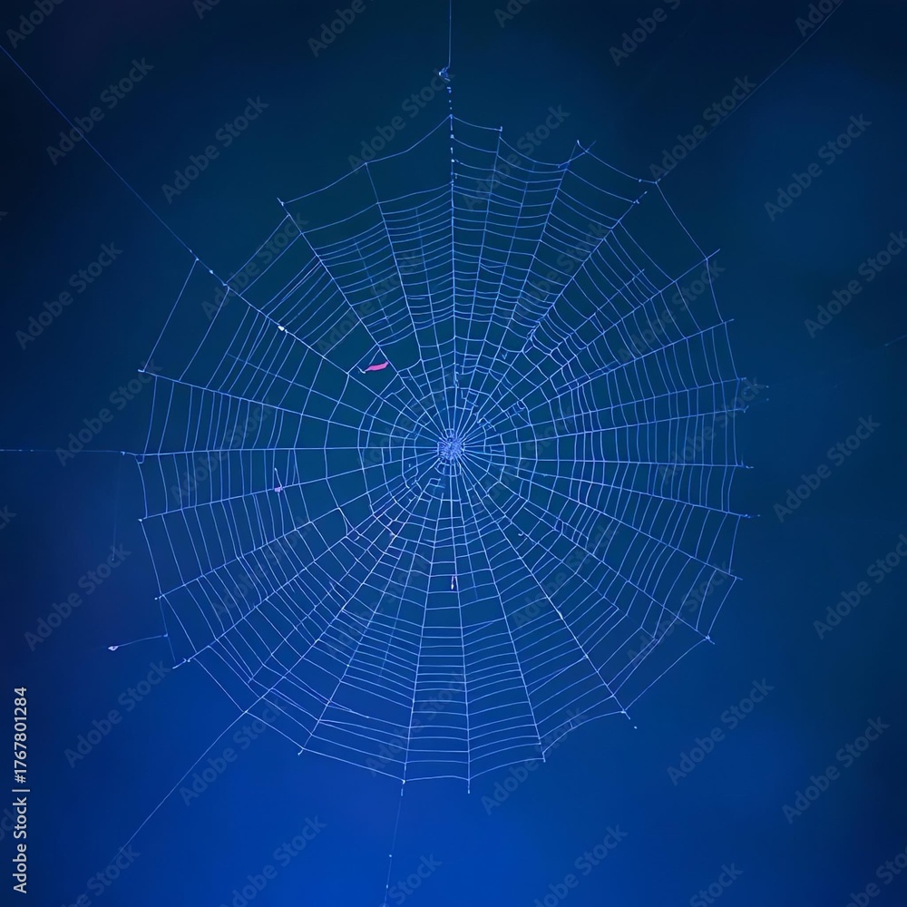 Fototapeta premium spider web on blue background