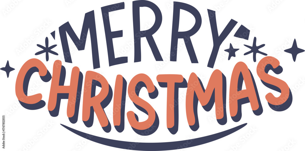 Obraz premium Hand Drawn Holiday Greeting Design: Decorative lettering perfect for seasonal decorations and cards to share with friends and family during celebration