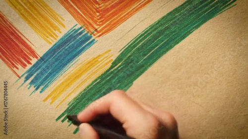 Wallpaper Mural Hand drawing colorful abstract lines on paper using markers, creative art process concept Torontodigital.ca