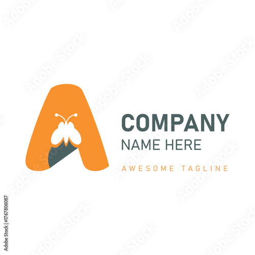 letter a with white bee and text logo