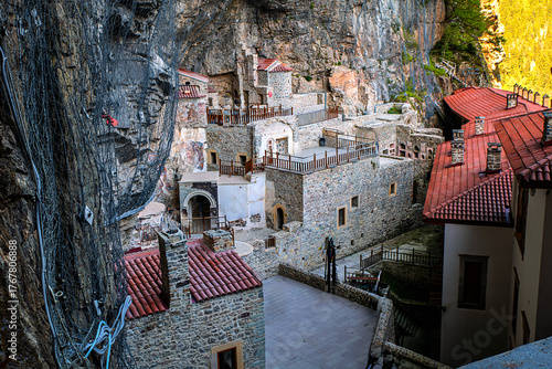 Vászonkép Sumela Monastery is a Greek Orthodox monastery and church complex located on Kara Hill, west of the Meryem Ana Creek within the borders of the Altındere Valley National Park