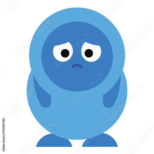 Sad blue blob character cartoon