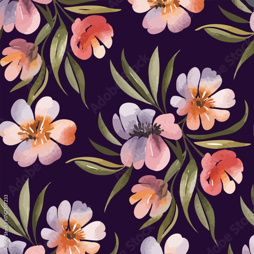 Watercolor seamless floral pattern design
