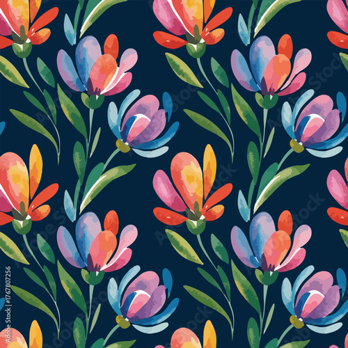 Watercolor seamless floral pattern design