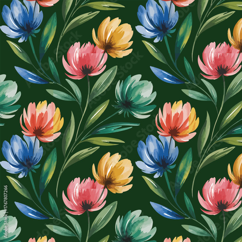 Watercolor seamless floral pattern design