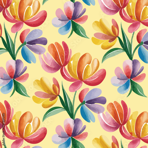 Watercolor seamless floral pattern design