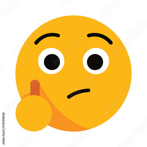 Thinking face emoji with thumb on chin questioning