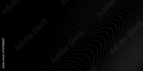 Flowing white lines form an elegant pattern on black