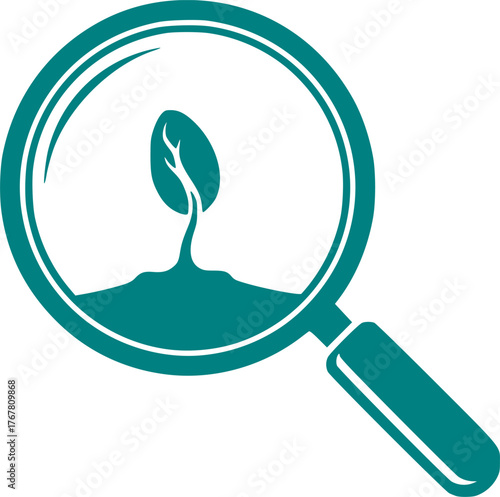 Precision Agriculture & Biotech Seed Magnified Silhouette - Research Focus Black Vector Icon on White