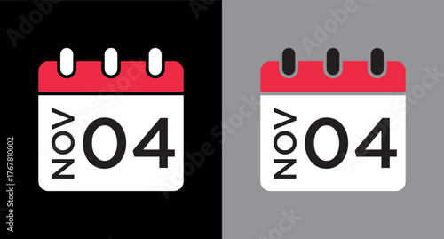 calendar - November 4 icon illustration isolated vector sign symbol