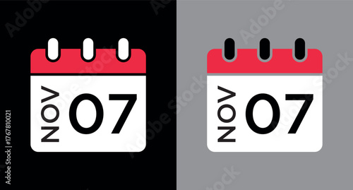 calendar - November 7 icon illustration isolated vector sign symbol