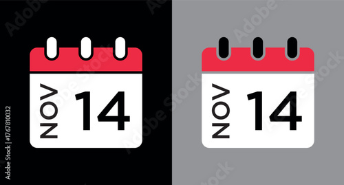 calendar - November 14 icon illustration isolated vector sign symbol