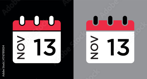 calendar - November 13 icon illustration isolated vector sign symbol